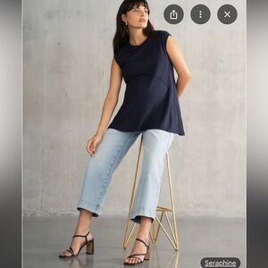 Seraphine Organic Cropped Straight Wide Leg Maternity Jeans with Waistband